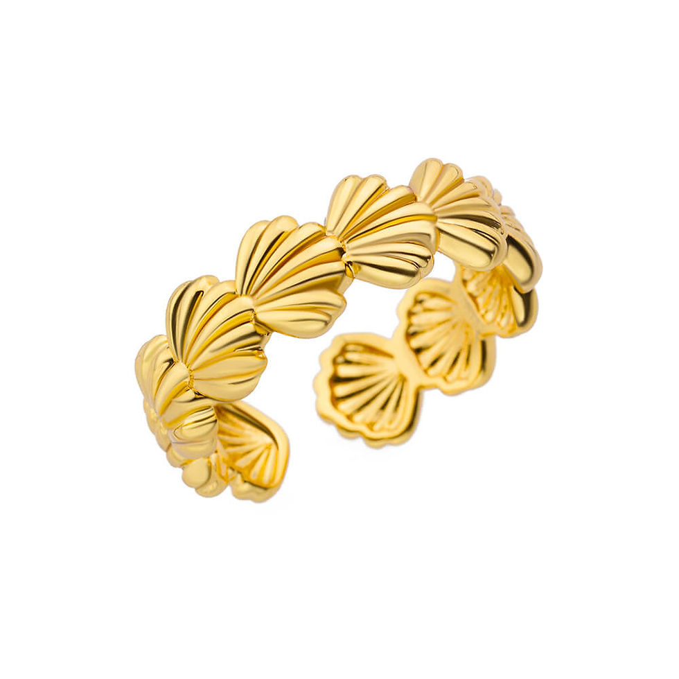 Thumbnail: 316L Stainless Steel Shell Rings for Women Adjustable Gold Color Little Star Ope