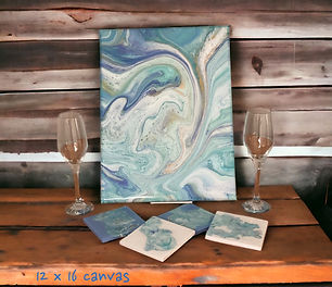 Turquoise blue acrylic painting on a 20 x 20 canvas.