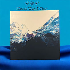 3 ft. by 3 ft. Acrylic Dutch Pour with a navy and white split background.