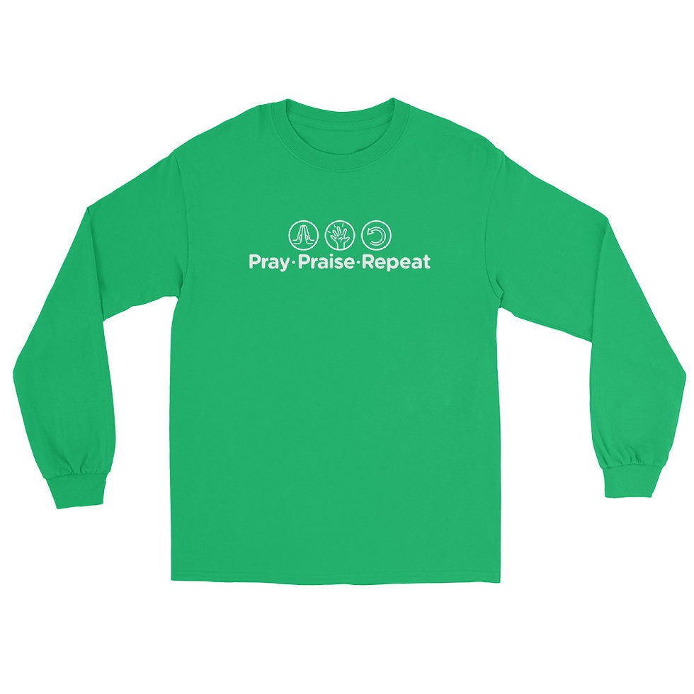 Thumbnail: Pray. Praise. Repeat.-Long Sleeve-White Letters