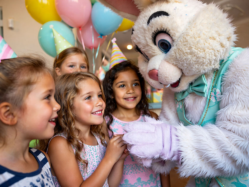 Easter Bunny laughing with Kids