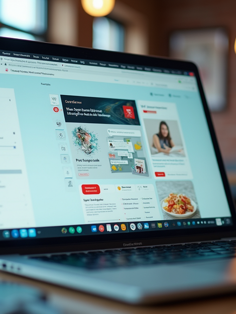 Website design interface on laptop screen