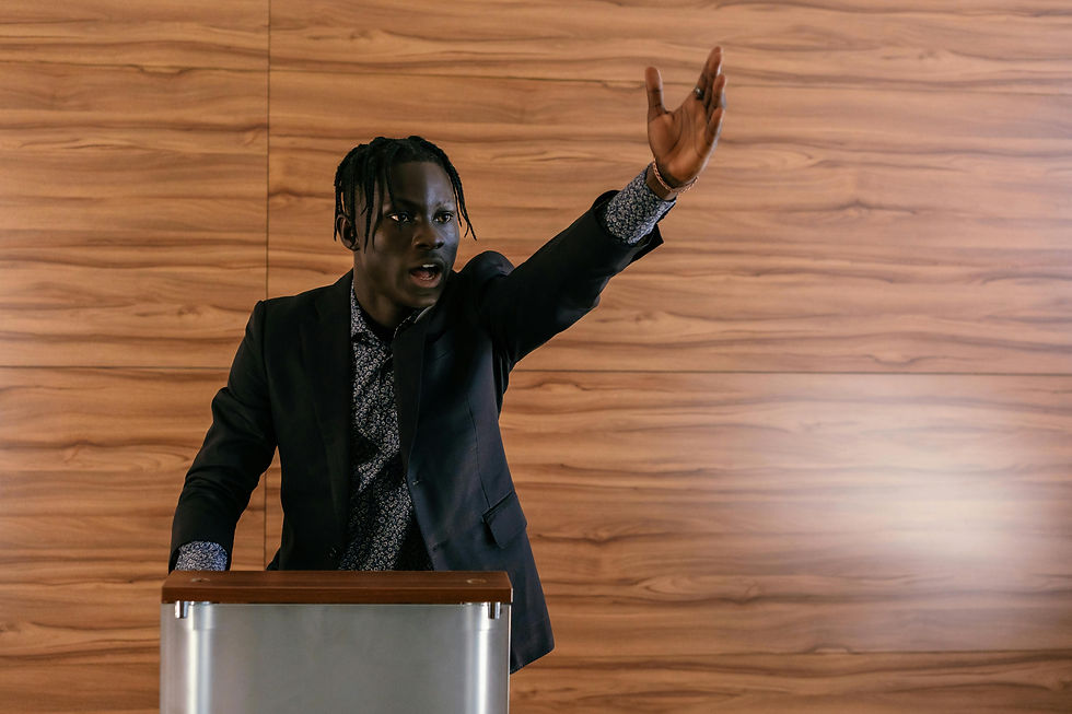 Black Student Giving a Speech