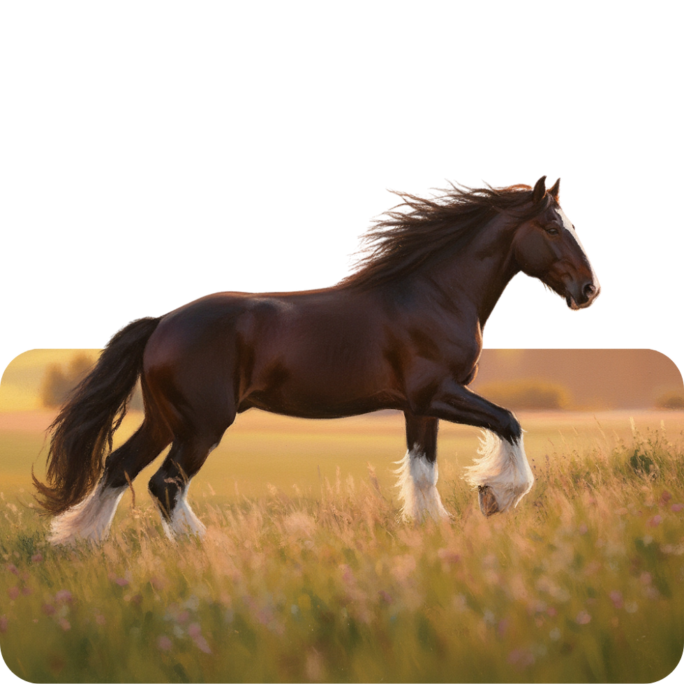 Draft Horse in Field Running Pastel Painting