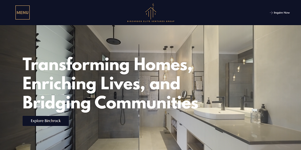 Birchrock Elite Ventures Group Homepage Screenshot