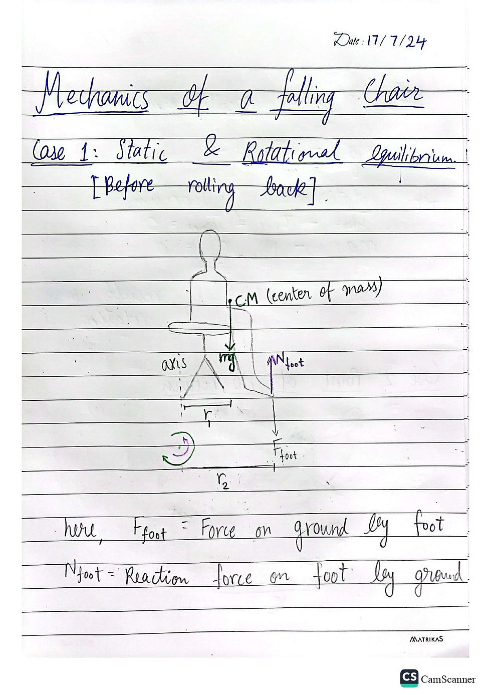 Mechanics of a falling chair