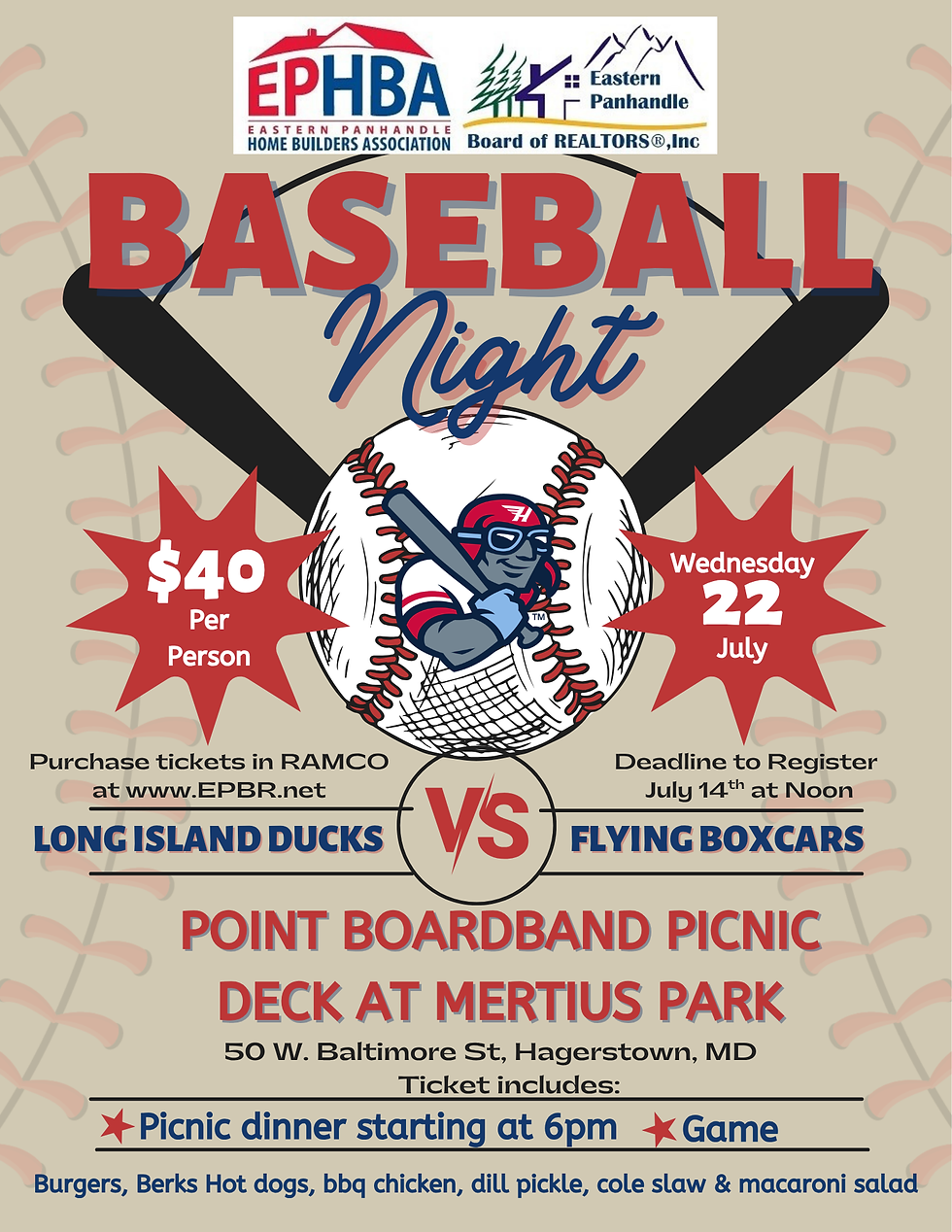 EPBR & EPHBA Baseball Night at Meritus Park
