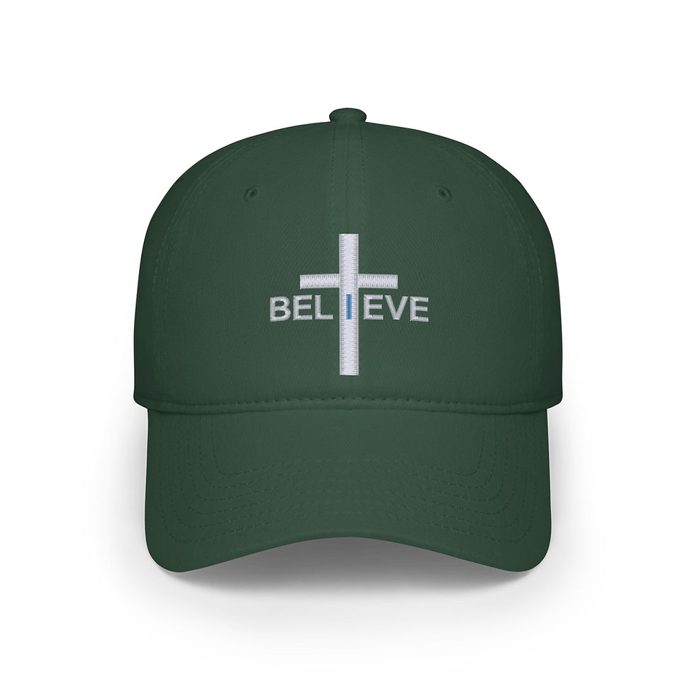 Thumbnail: Red 'Believe' Low Profile Baseball Cap - Faith-Inspired Cap for Everyday Style
