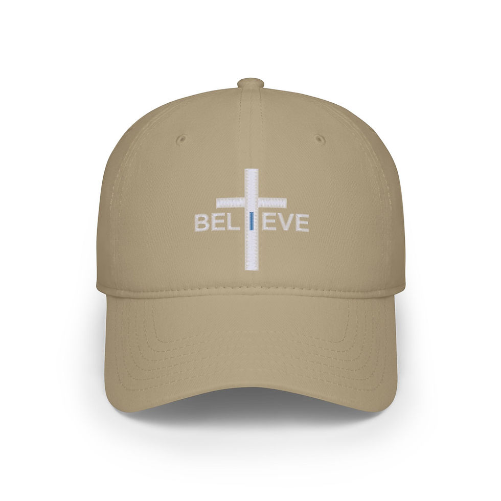 Thumbnail: Red 'Believe' Low Profile Baseball Cap - Faith-Inspired Cap for Everyday Style