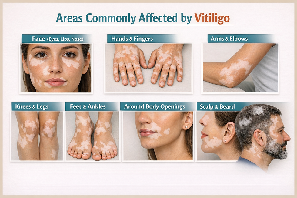 Areas Commonly Affected by Vitiligo
