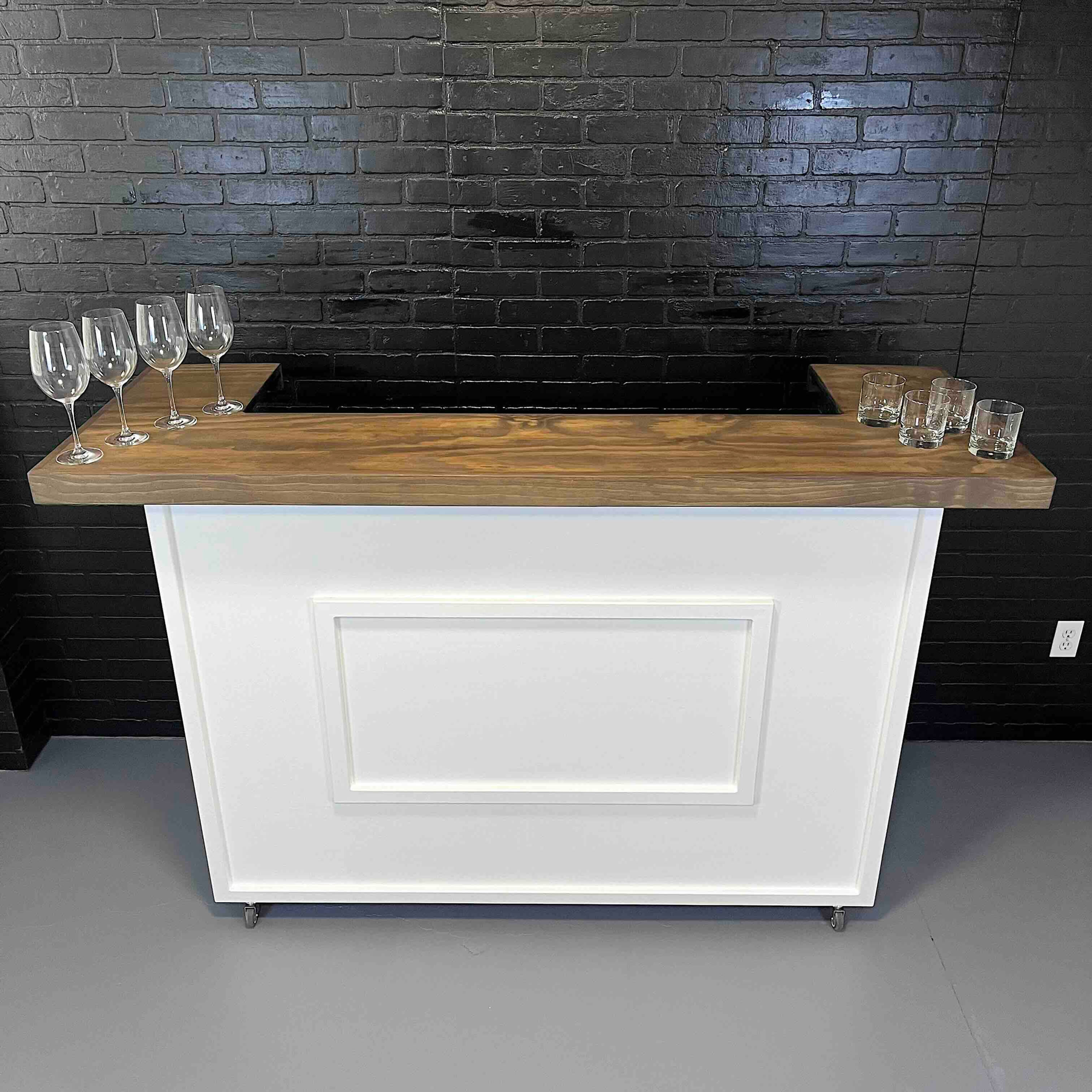 Bar White with Walnut Top