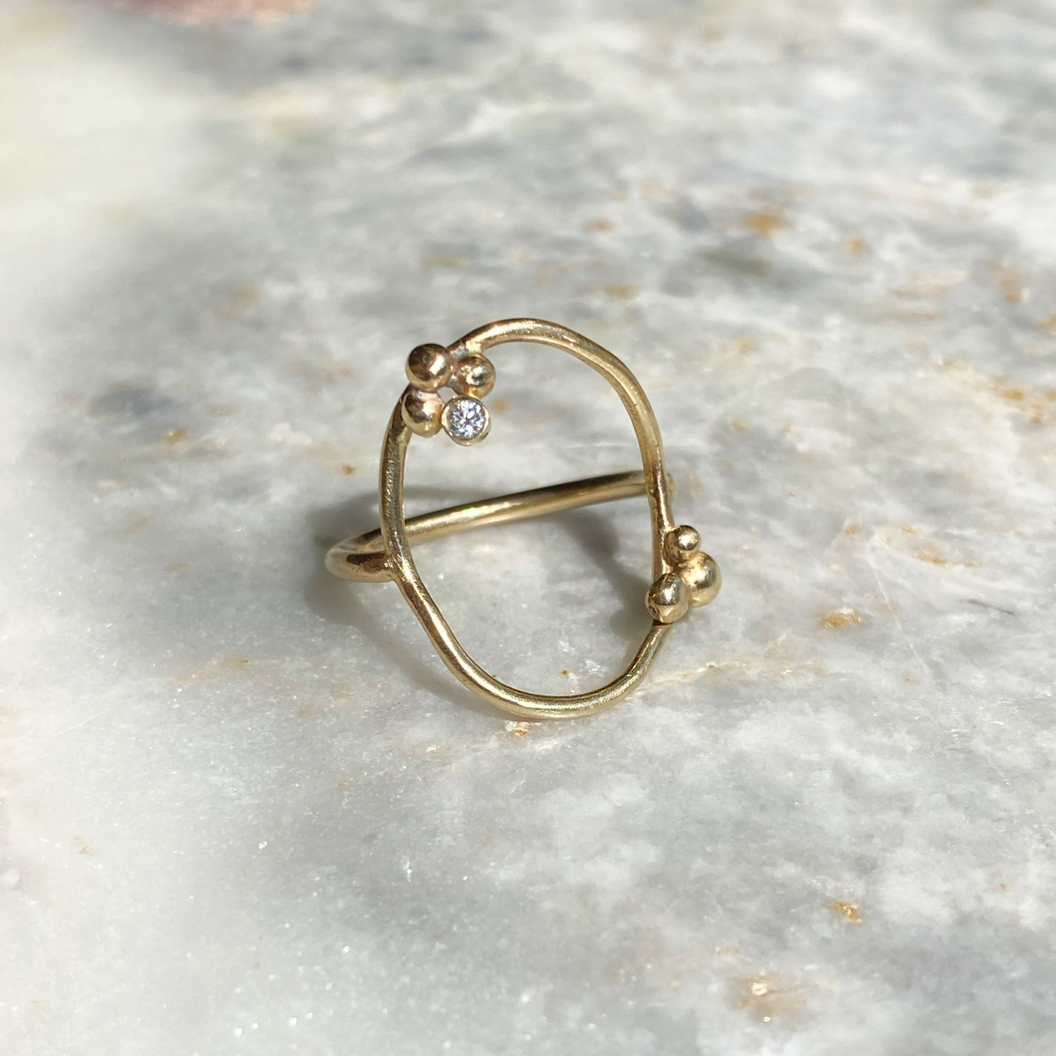 Diamond Clover Ring in 14k Gold
