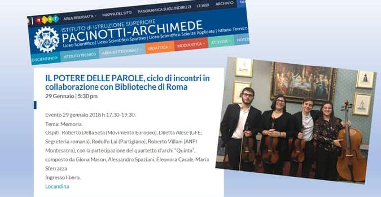 Il “Quinto” all’Archimede per la giornata della memoria.