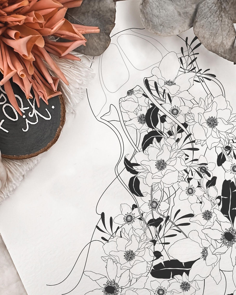 proudtobepicky, PROUD.TO.BE.PICKY., Blooming Jellyfish, proudtobepicky, How to draw modern florals, Finelineart