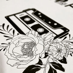 Modern Florals auf Retro Mixtape. Zeichenanleitungen im Workbook von Proudtobepicky.