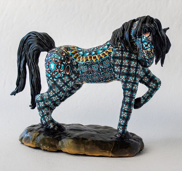 Prancing horse polymer clay figurine