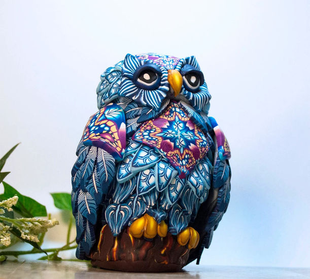 polymer clay owl sculpture