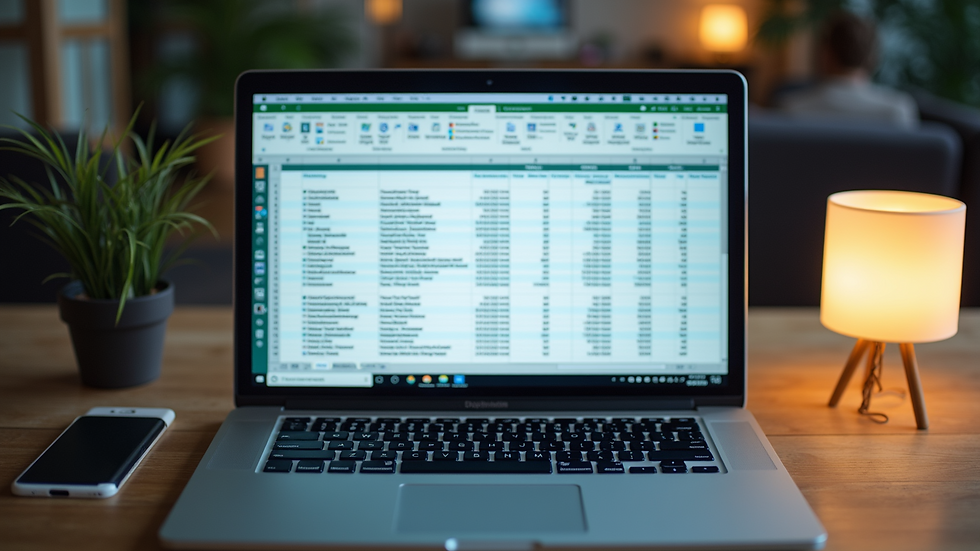 Close-up view of a laptop displaying spreadsheet translation