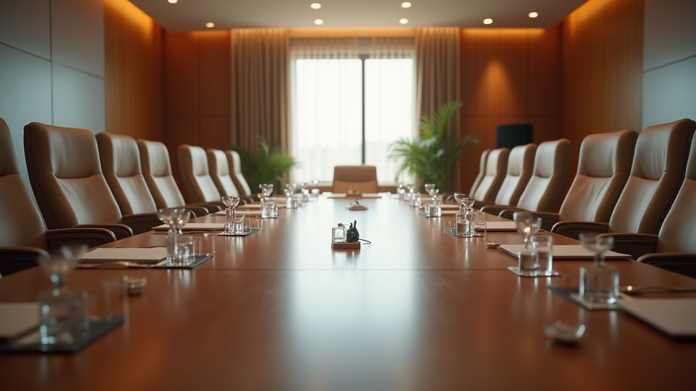High angle view of an international meeting room