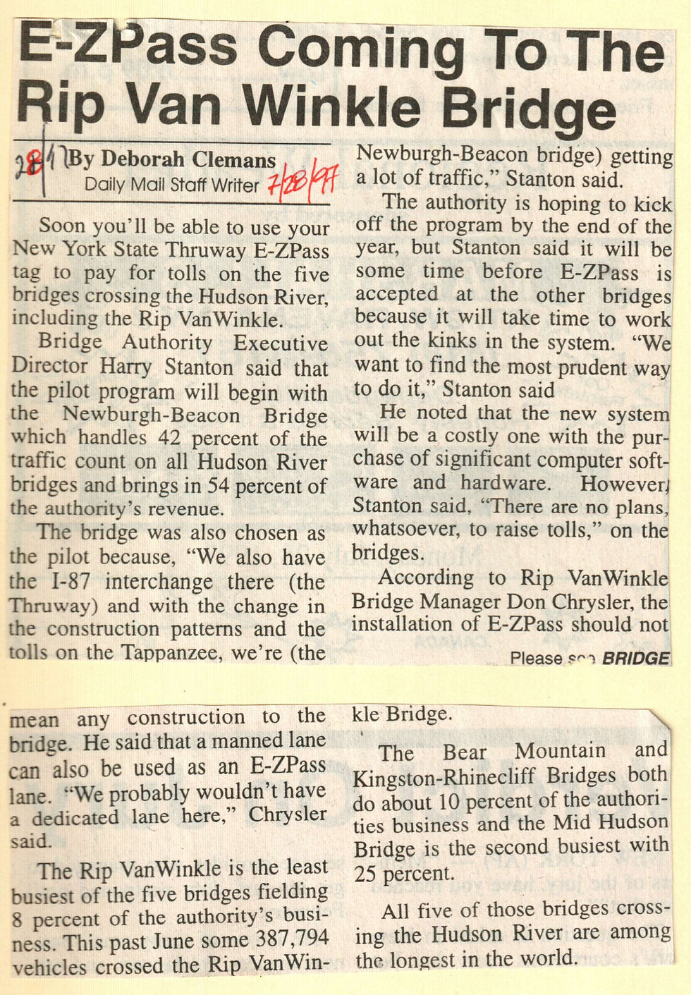 E-ZPass coming to the Rip Van...