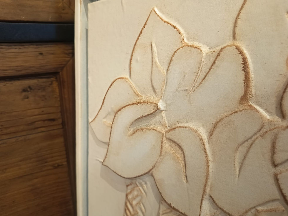 Miniatura: Quadro in ecopelle a rilievo "Foglie"