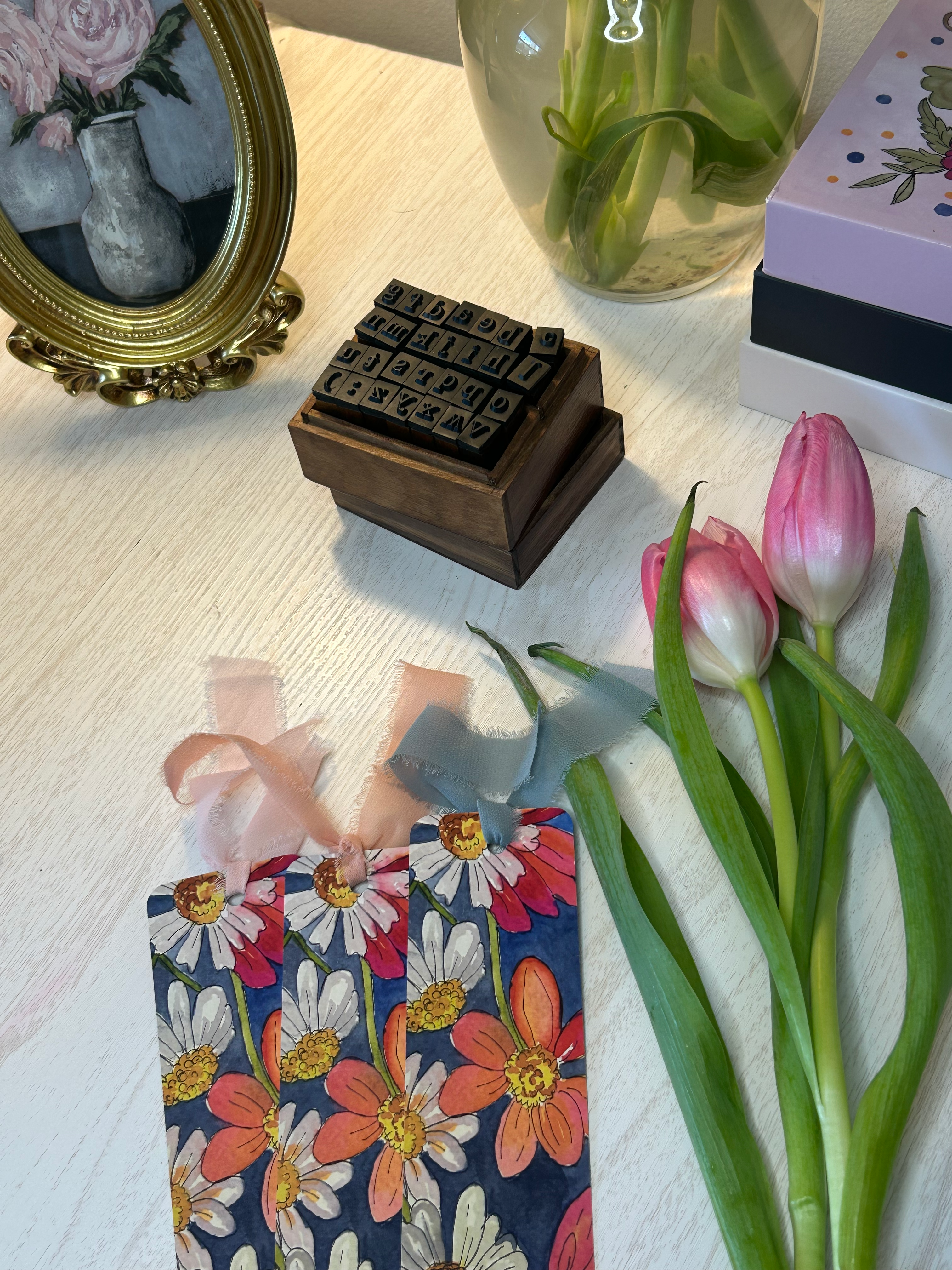 BLUE FLORAL BOOKMARK SETS