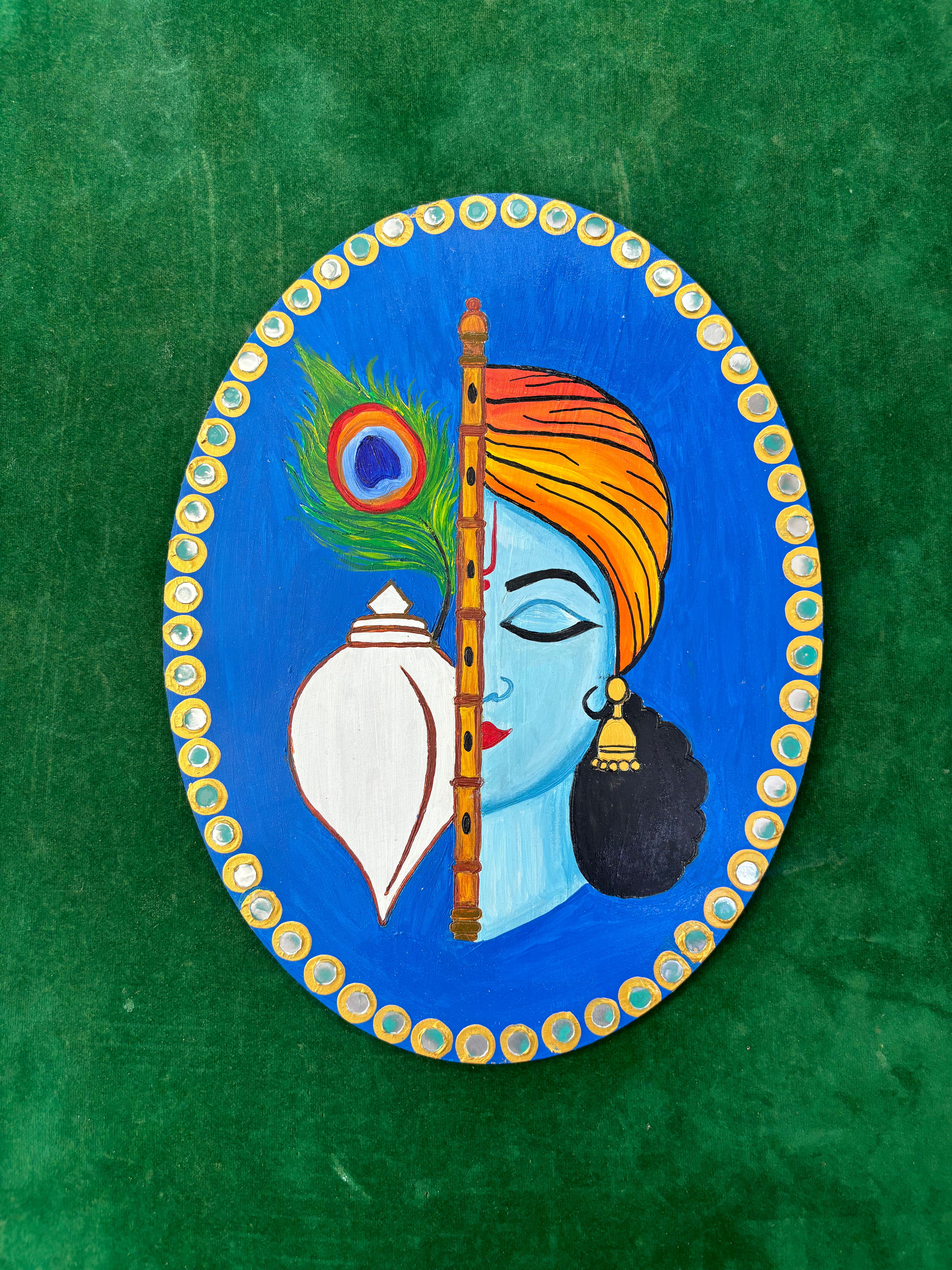 MDF Cutout Oval Krishna -12 inch (not painted)