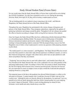 Study Abroad Student Panel (1/2)