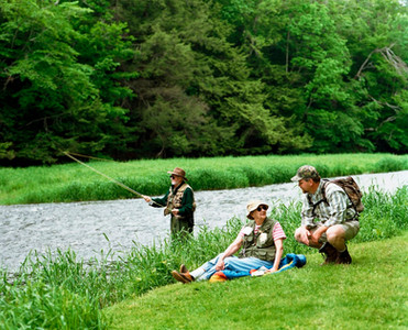 Fishermen and hiker 