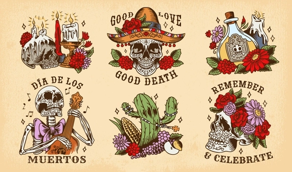 Dia de los Muertos elements and captivating quotes