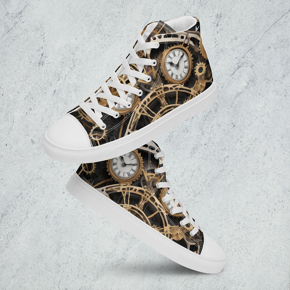 Thumbnail: Clock work Women’s high top canvas shoes