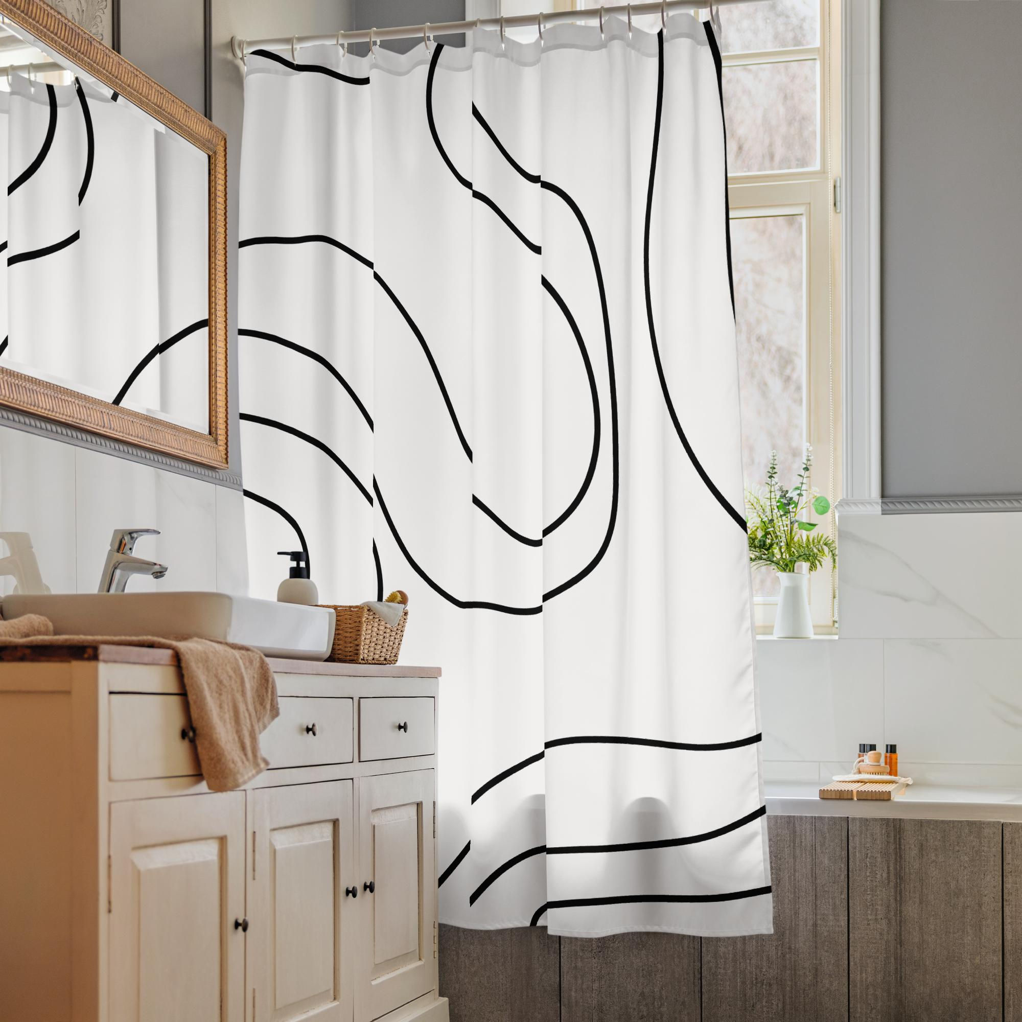 Shower curtain black and white