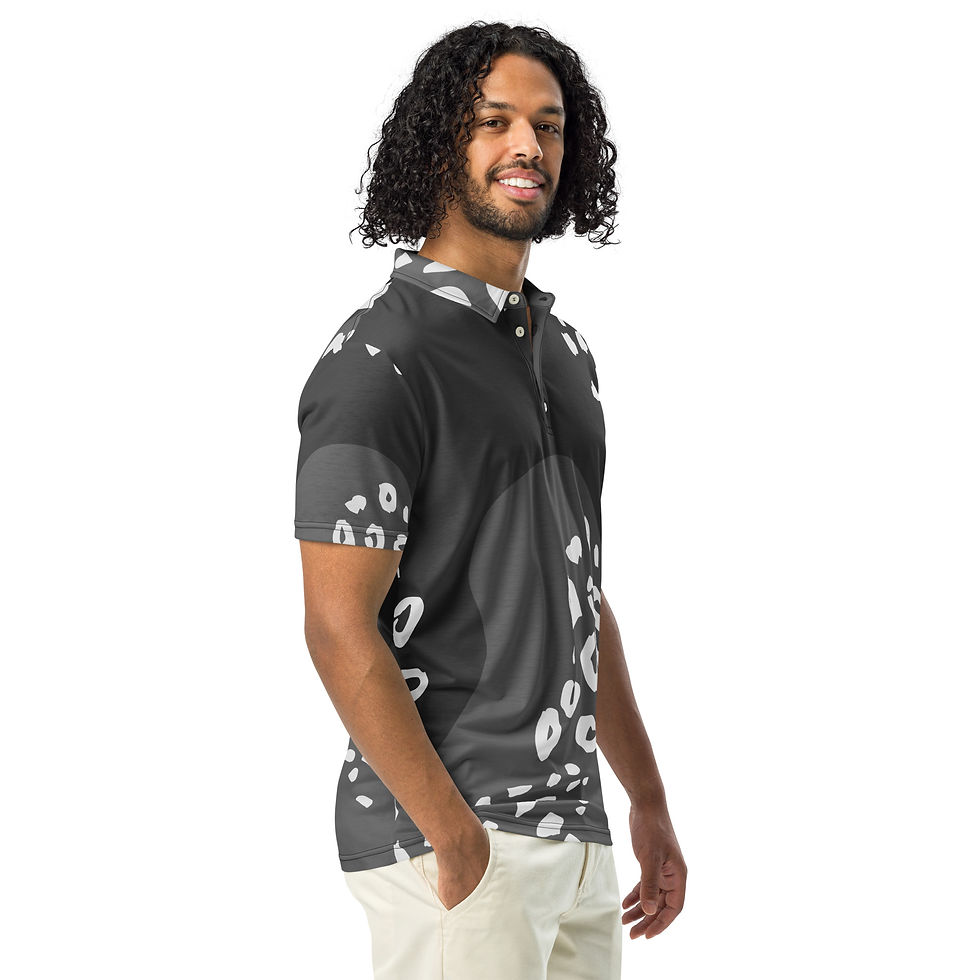 Thumbnail: Grey pattern Men’s slim fit polo