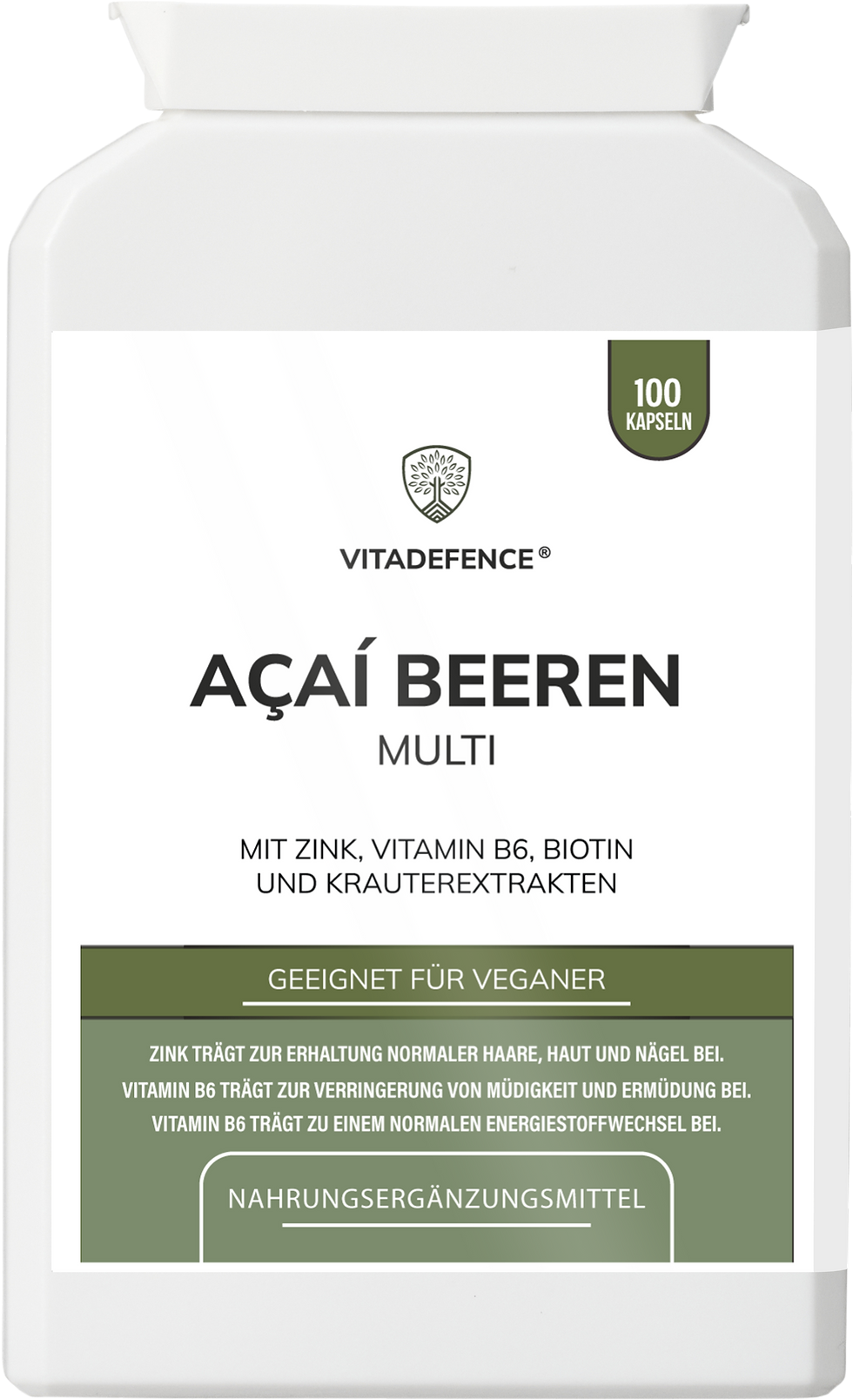 Thumbnail: Acai Berry Capsules | With Vitamin B6, Zinc & Biotin – 100 Vegan Capsules