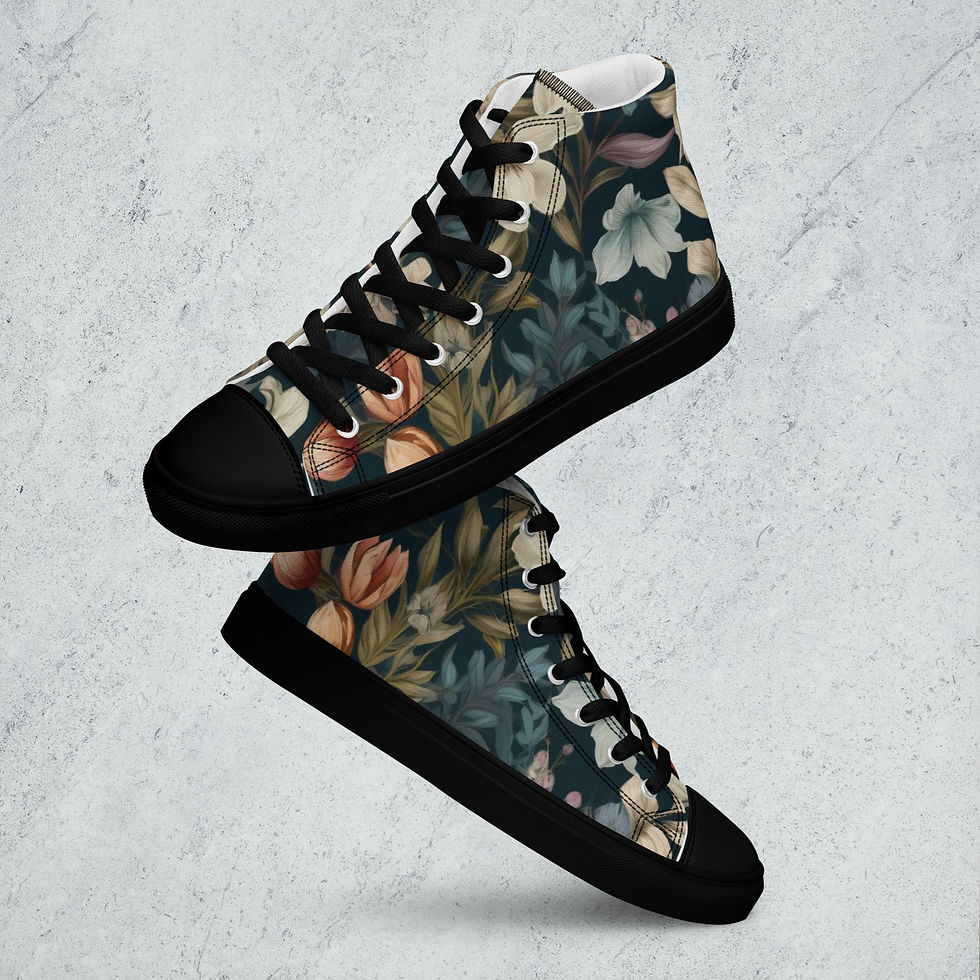Thumbnail: Winter blossom Women’s high top canvas shoes
