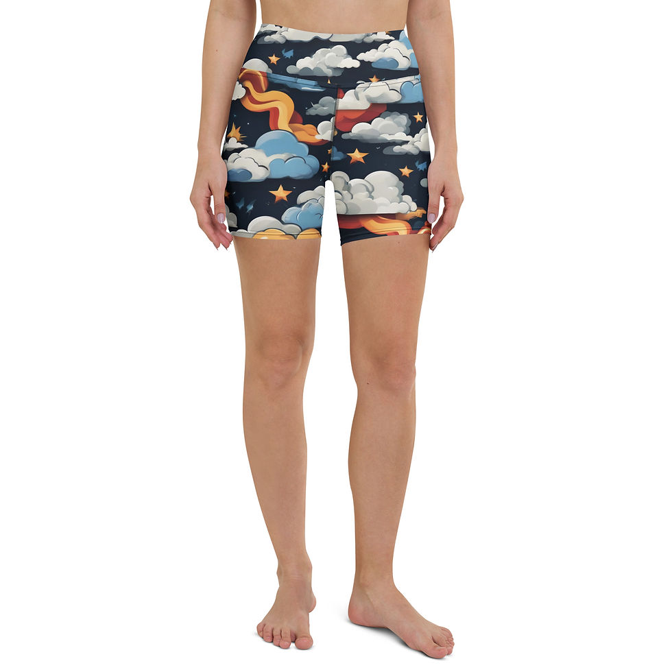 Thumbnail: Cartoon clouds Yoga Shorts