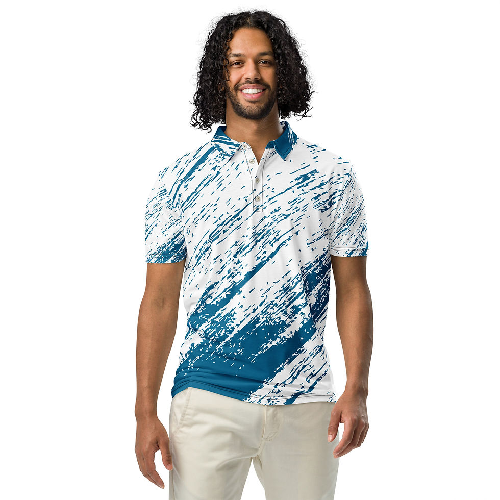 Thumbnail: Blue Stripes Men’s slim fit polo