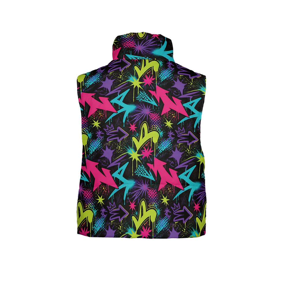Thumbnail: Graffiti Women's Full-Zip Sleeveless Puffer Vest-Lightweight Ecodear