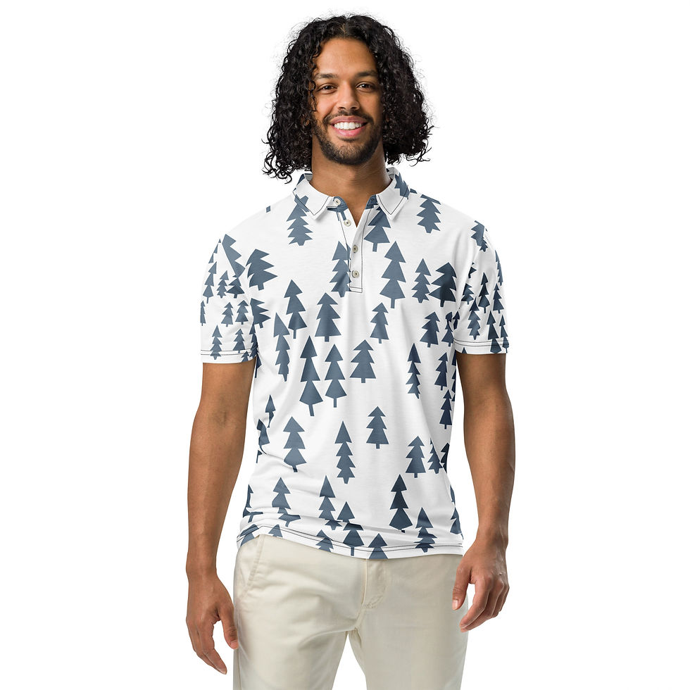 Thumbnail: Pale Green Christmas Men’s slim fit polo