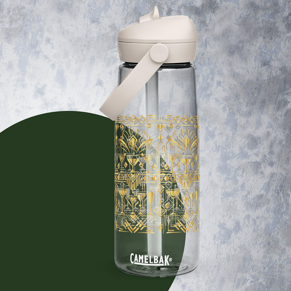 Thumbnail: Art Deco glass Flip straw water bottle