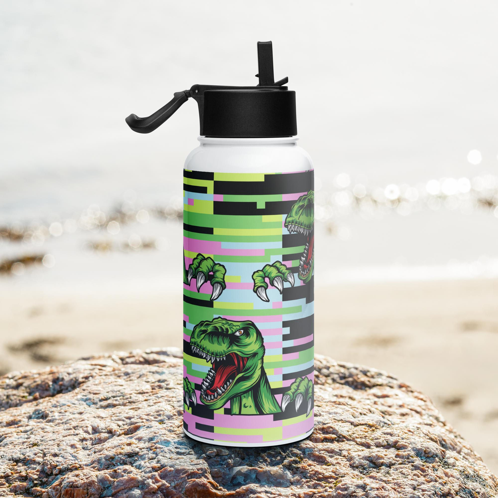 Dinosaur Stainless steel water bottle with a straw lid