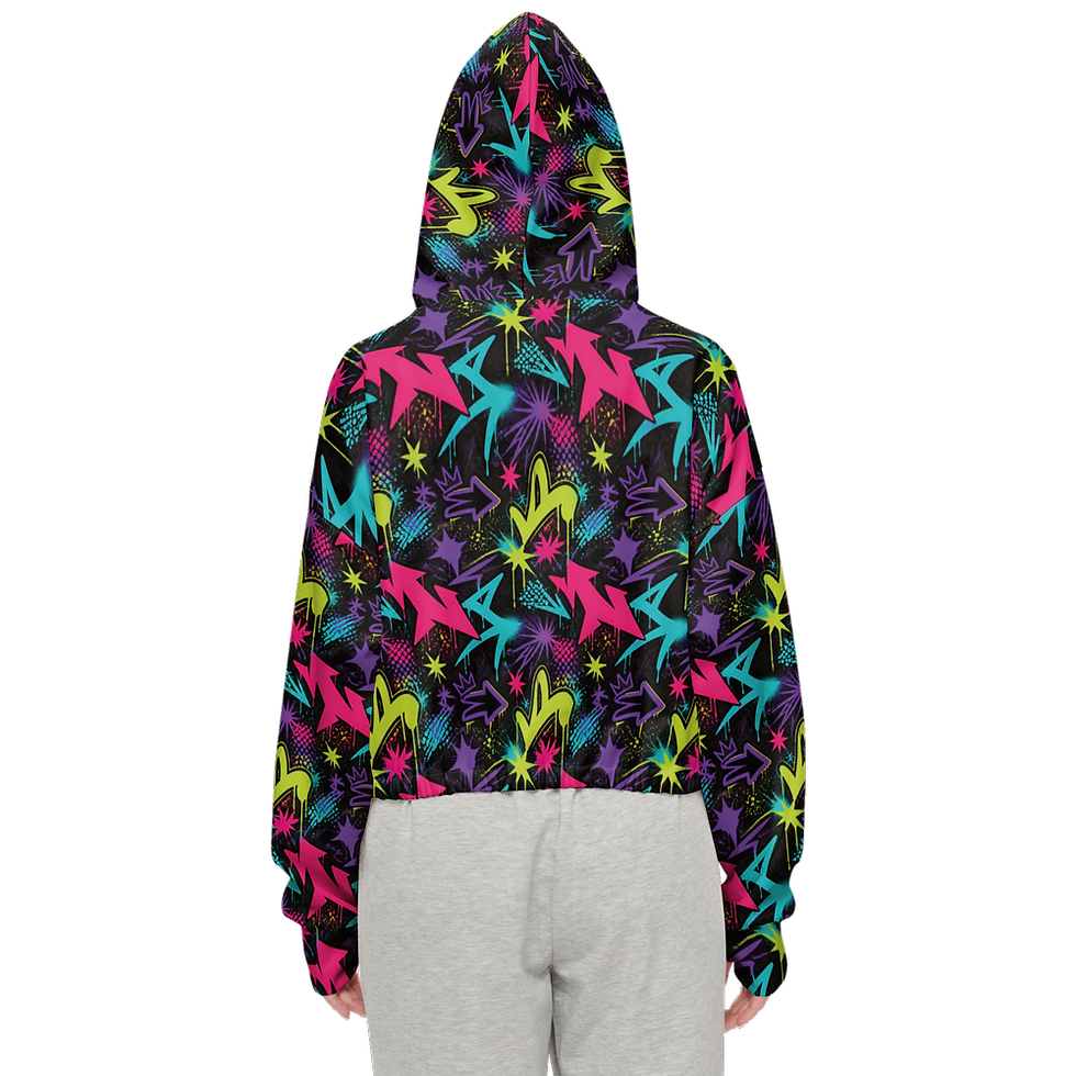 Thumbnail: Graffiti Women's Cropped Full-Zip Hoodie-Super Heavy 375g