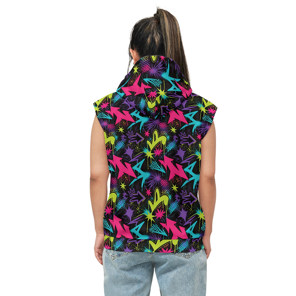 Thumbnail: Graffiti Unisex Regular Fit Sleeveless Pullover Hoodie-Super Heavy 375g