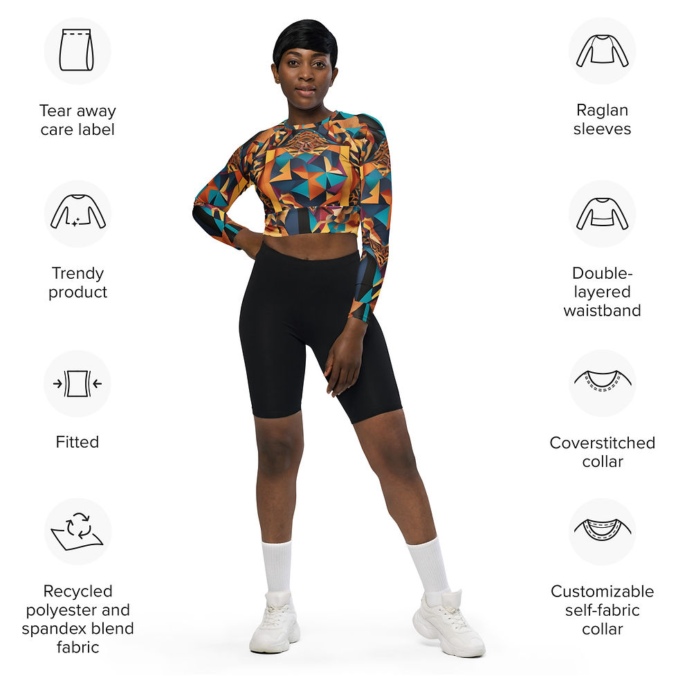 Thumbnail: African Tiger Recycled long-sleeve crop top