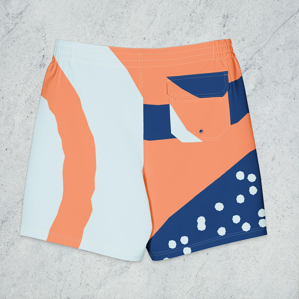 Thumbnail: Men's Board Shorts orange and blue patterned 