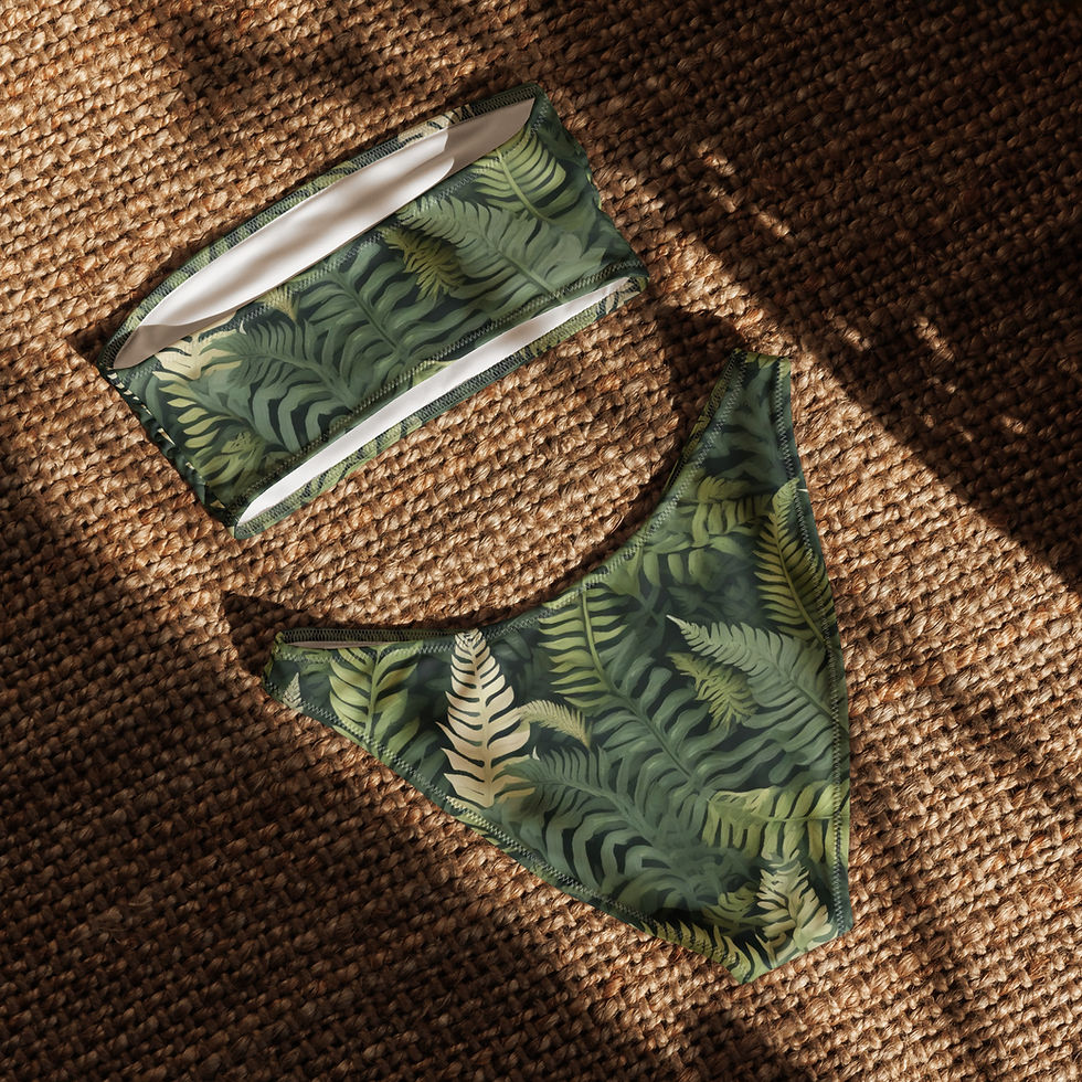 Thumbnail: Green fern Recycled bandeau bikini
