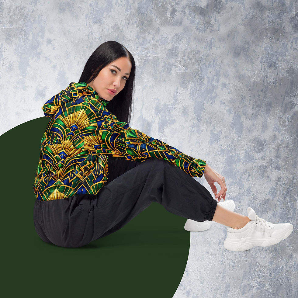 Thumbnail: Art Deco Women’s cropped windbreaker