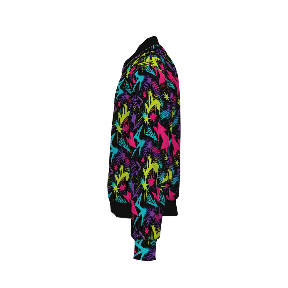 Thumbnail: Graffiti Men's Double Layered Bomber Sports Jacket-Techno Scuba Knit