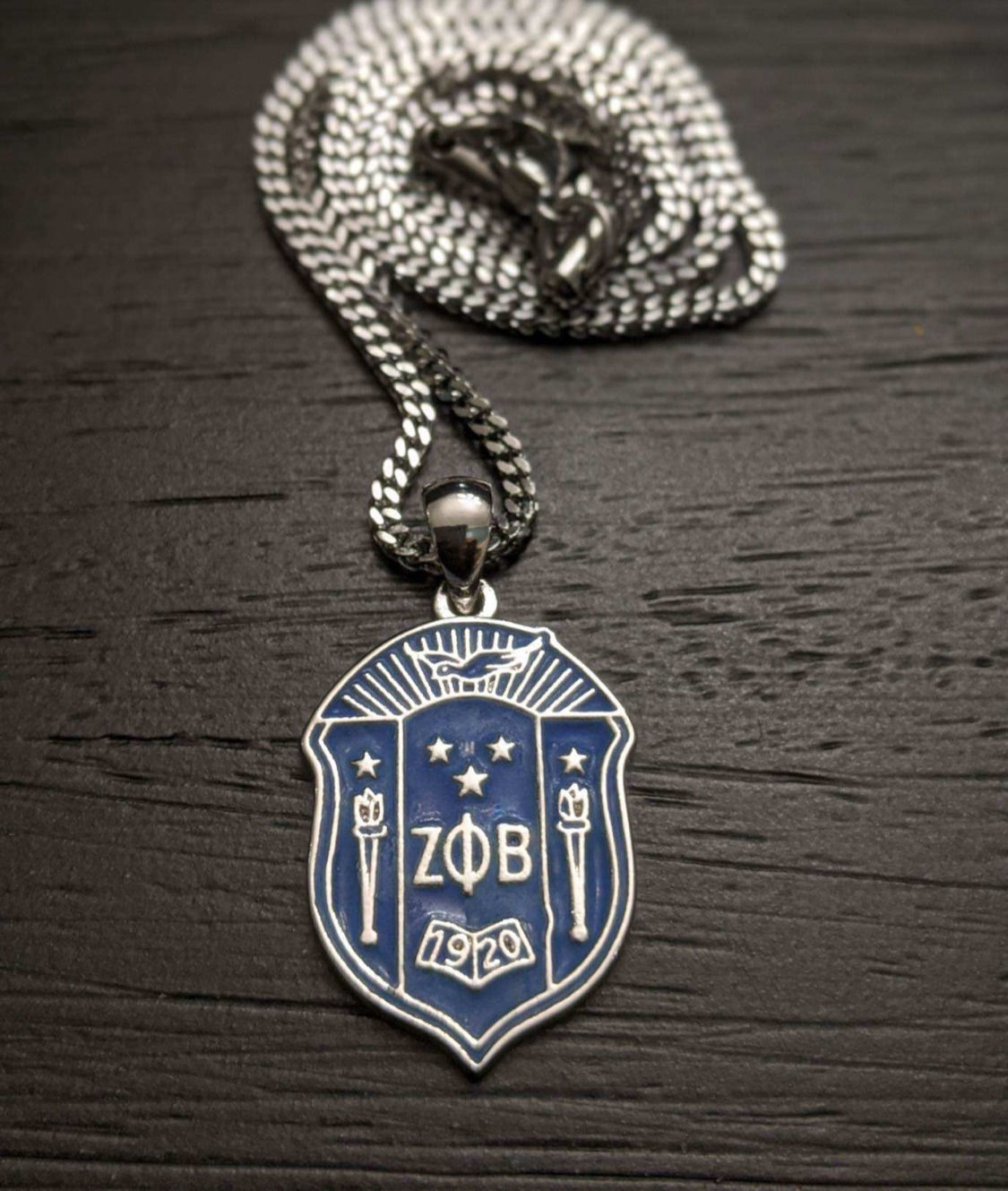 ZPB Zeta Phi Beta Shield Pendant (Silver)