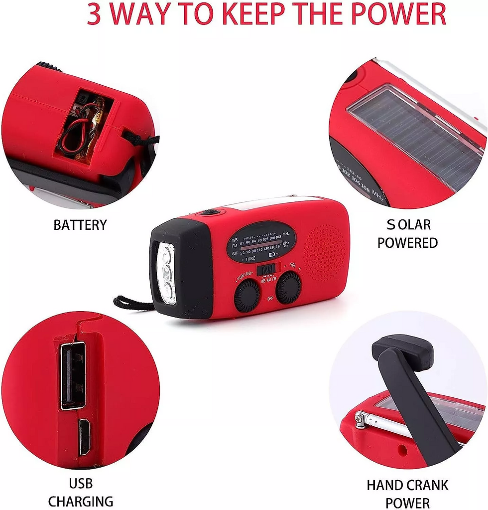 Miniatura: Emergency  Radio Crank Solar Hand Weather 1000mAh Power Bank Charger Flash Light